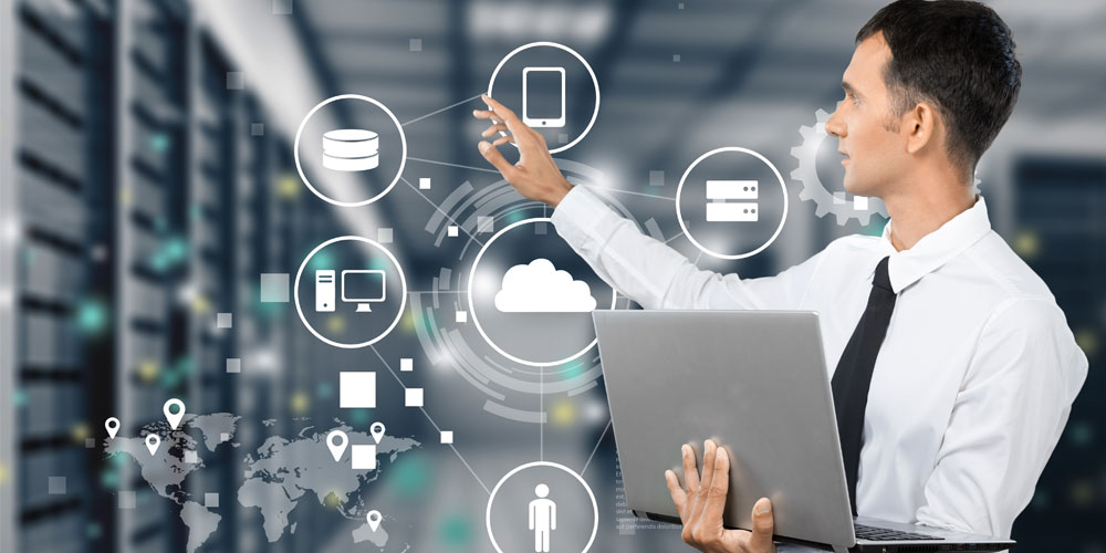 Managed IT services dashboard showing network monitoring and security alerts for SME businesses