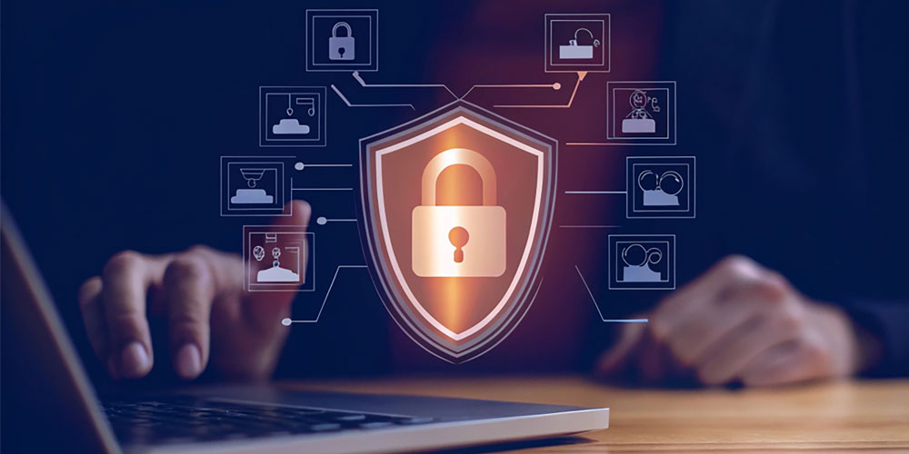 Small business owner following cybersecurity tips to protect the business from attacks